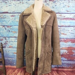 Icelandic Shearling Lamb Leather Jacket Made In Ireland Brown Size 50